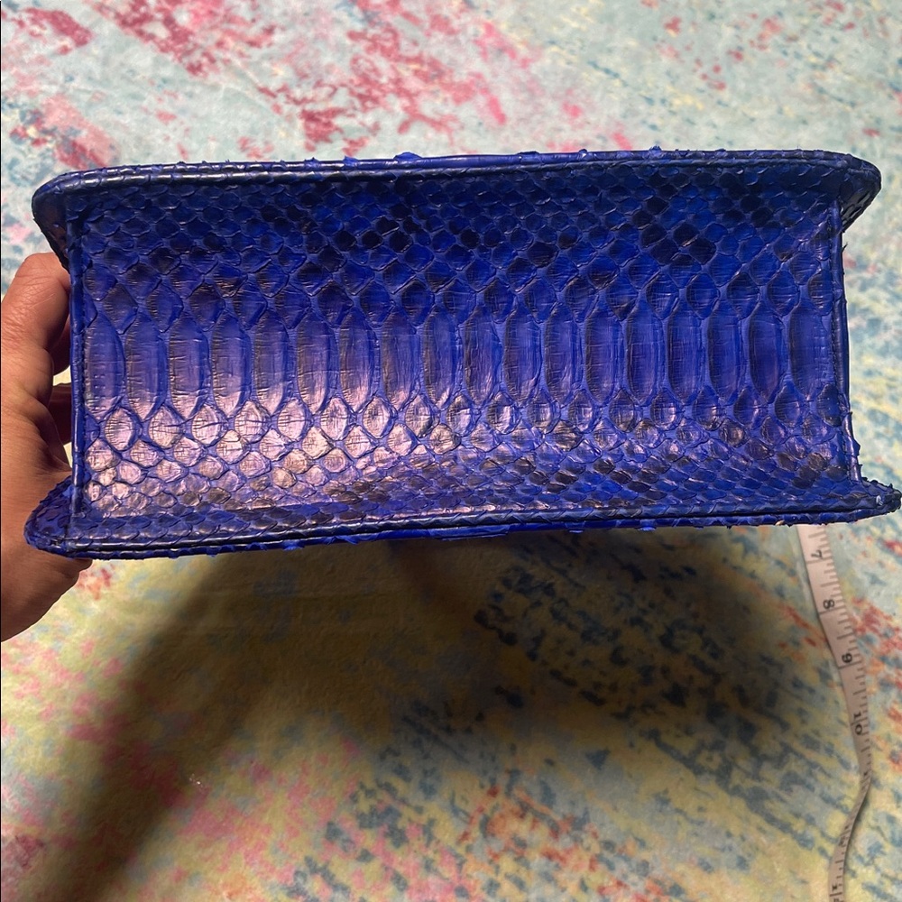 Exotic Python Chic Blue Snakeskin Satchel - image 7